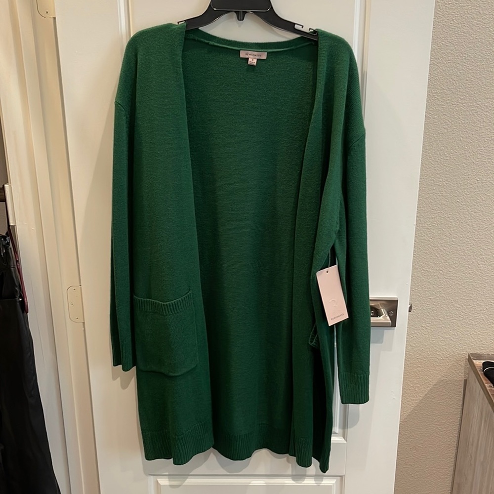 Long green cardigan